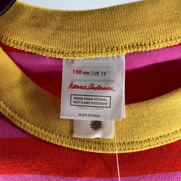 NWT HANNA ANDERSSON Striped Long John Pajama Set Red Pink 12 - Picture 4 of 7